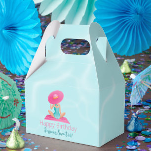 Fun Summer Pool Party Watercolor Sweet 16 Favor Boxes
