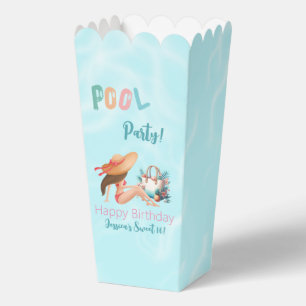 Fun Summer Pool Party Watercolor Sweet 16 Favor Boxes