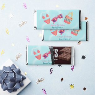 Fun Summer Pool Party Watercolor Sweet 16 Hershey Bar Favors