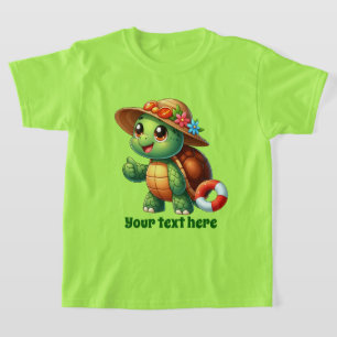 Fun Summer sea turtle add text girls T-Shirt