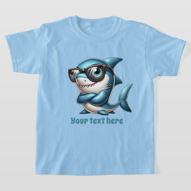 Fun Summer shark add text boys  T-Shirt (Laydown)