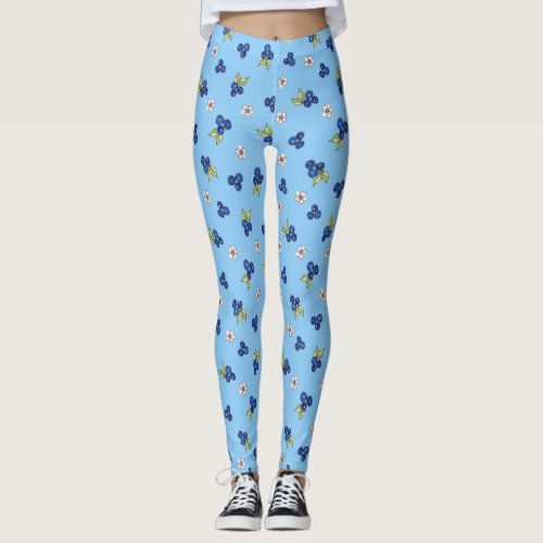 Fun Summer Spring Blueberry Teen Cute Trendy Fruit Leggings