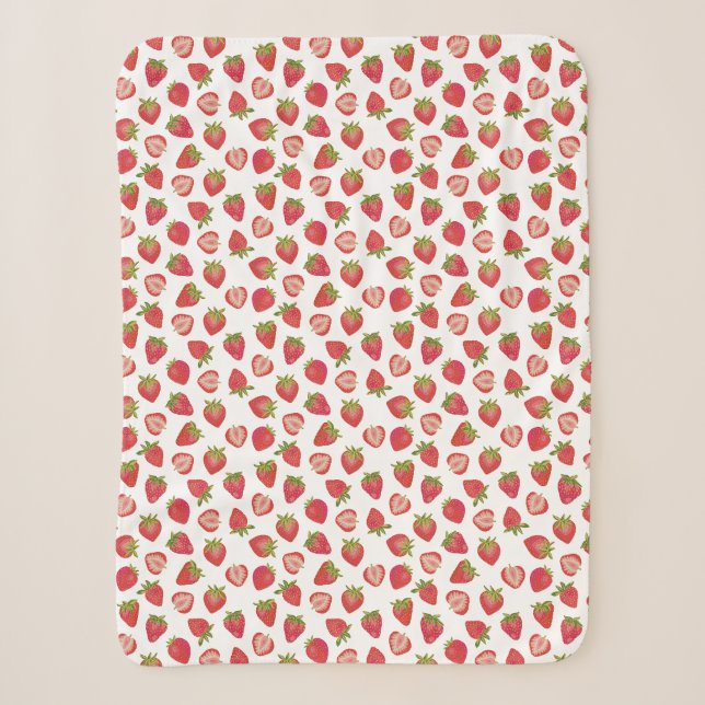 Fun Summer Strawberry Pattern Sherpa Blanket (Front)