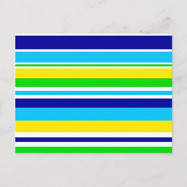 Fun Summer Striped Teal Lime Yellow Blue Gifts Postcard (Front)