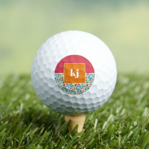 Fun Summer Stylish Monogram Golf Balls