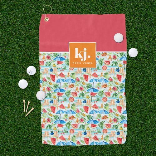 Fun Summer Stylish Monogram Golf Towel