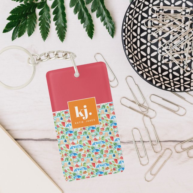 Fun Summer Stylish Monogram Keychain (Creator Uploaded)