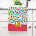 Fun Summer Stylish Monogram Kitchen Towel<br><div class="desc">Colorful summer watercolors mixed with bold color blocking and your monogram. Popping colors to add some cheer. Celebrate the vibrancy of summer with a captivating color palette. These lively and enchanting hues blend harmoniously, evoking the joyous spirit of the season and creating a visually stunning ambiance. This monogram collection radiates...</div>