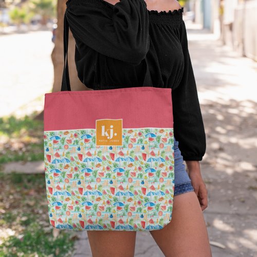 Fun Summer Stylish Monogram Tote Bag