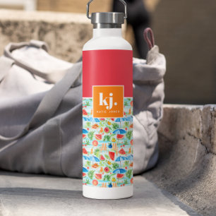 Fun Summer Stylish Monogram Water Bottle