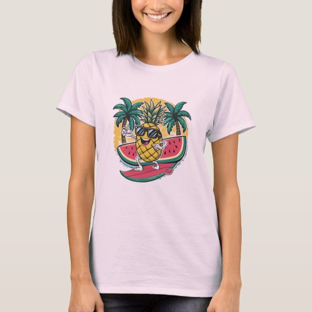fun summer tshirt, fruit t-shirt, cool happy stuff T-Shirt (Front)