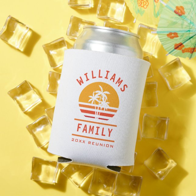 Fun Summer Vacation Tropical Beach Family Reunion Can Cooler (In Situ Summer)