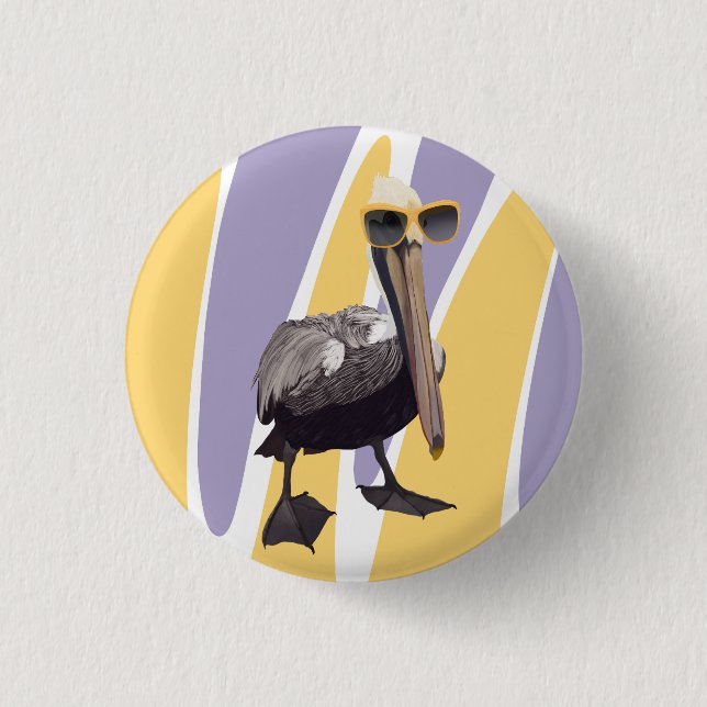 Fun Summer Vibes Pelican Bird Button (Front)
