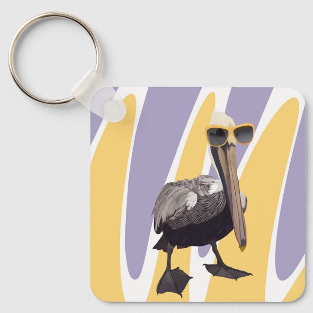 Fun Summer Vibes Pelican Bird Keychain (Front)