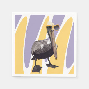 Fun Summer Vibes Pelican Bird Napkins