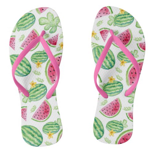 fun summer watermelon pattern flip flops