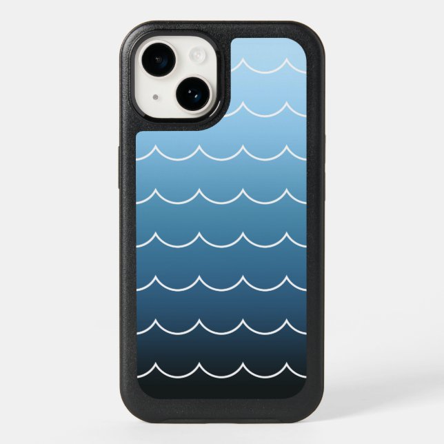 Fun Summer Wave Pattern Blue Gradient Otterbox iPhone Case (Back)
