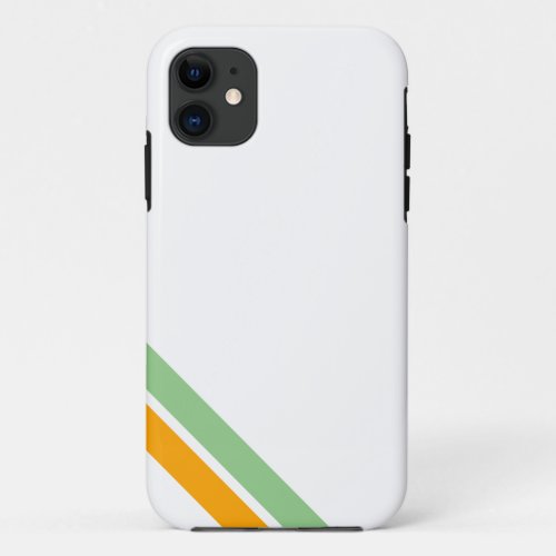 Fun Summer White Light Green Yellow Corner Stripes iPhone 11 Case