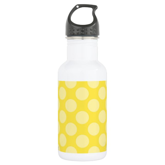 Fun Summer Yellow Polka Dots on Yellow Water Bottle (Front)