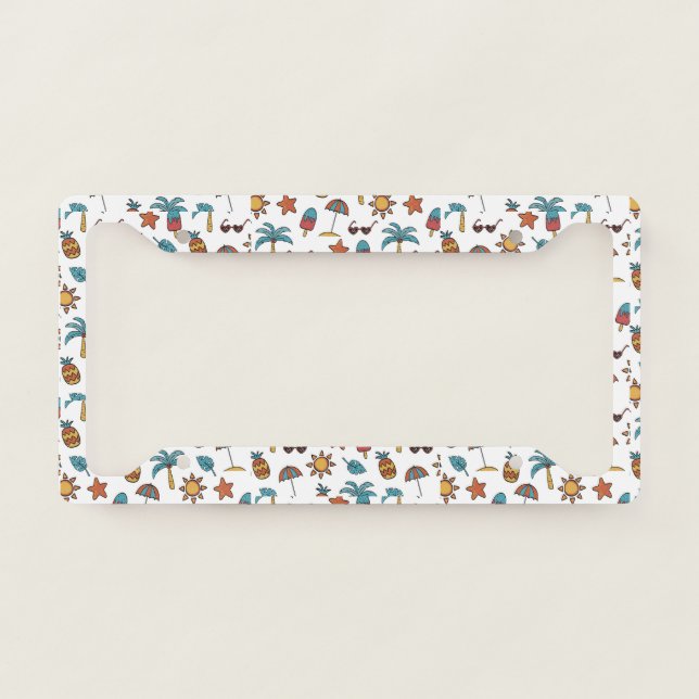 Fun Summertime Beach Pineapple Sunshine  License Plate Frame (Front)