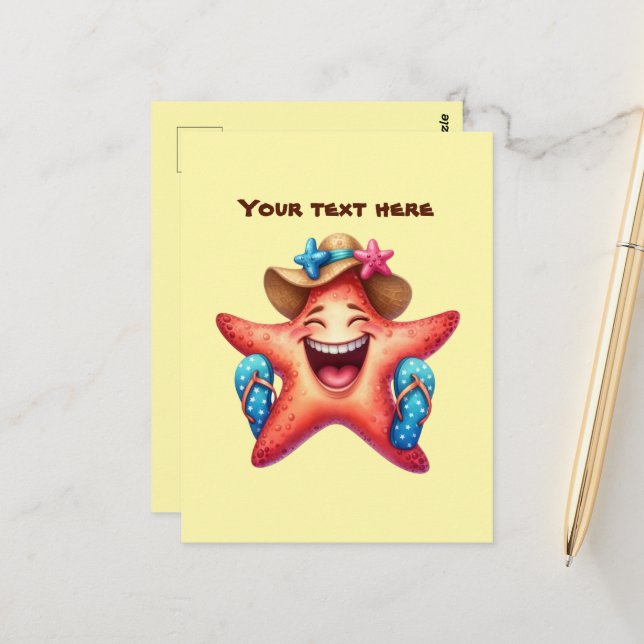 Fun Summertime customizable beach starfish  Postcard (Front/Back In Situ)