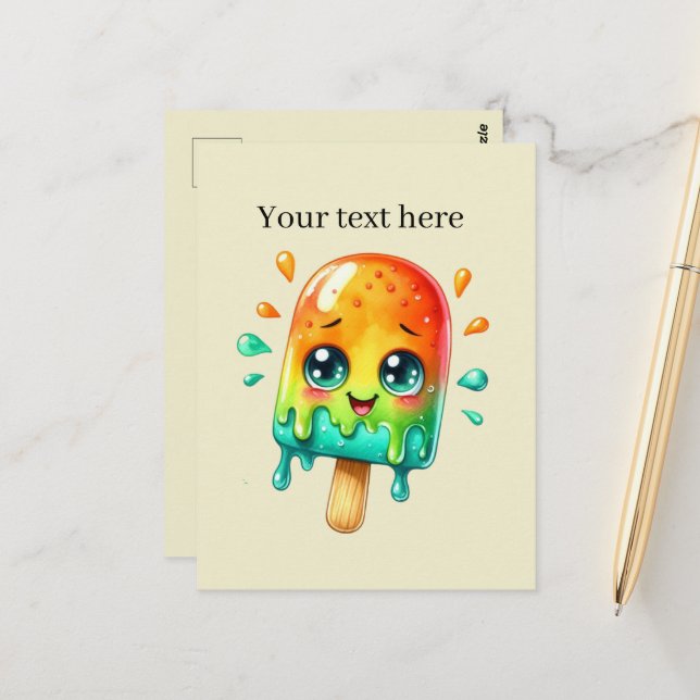 Fun Summertime customizable melting ice cream  Postcard (Front/Back In Situ)