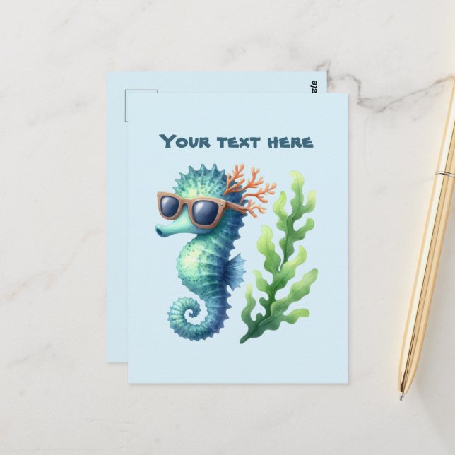 Fun Summertime customizable sea horse  Postcard (Front/Back In Situ)