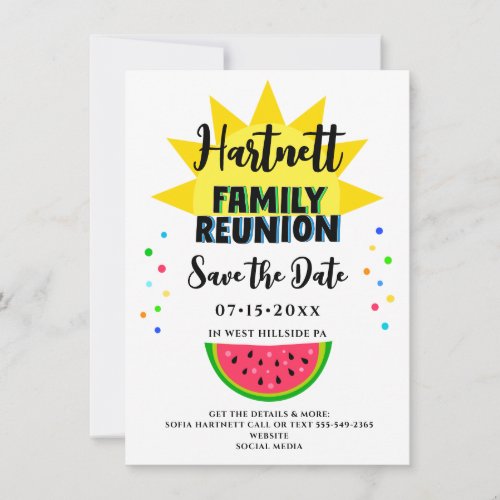 Fun  Sun Family Reunion Flat Save The Date Card