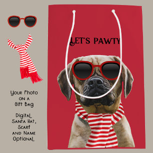 Fun Sun Glasses and Scarf with Photo Christmas Dog Medium Gift Bag