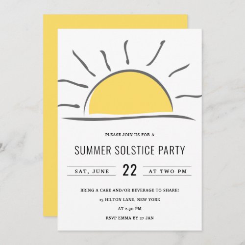 Fun Sun Summer Solstice Party Invite