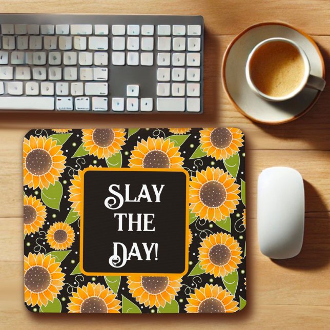 Fun Sunflower Floral Pattern Cheerful Custom  Mouse Pad (Creator Uploaded)