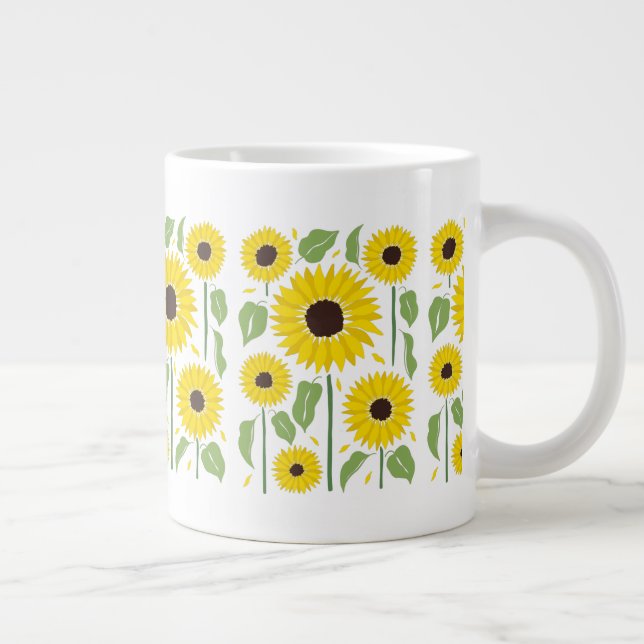 Fun Sunflower Pattern Giant Coffee Mug (Right)