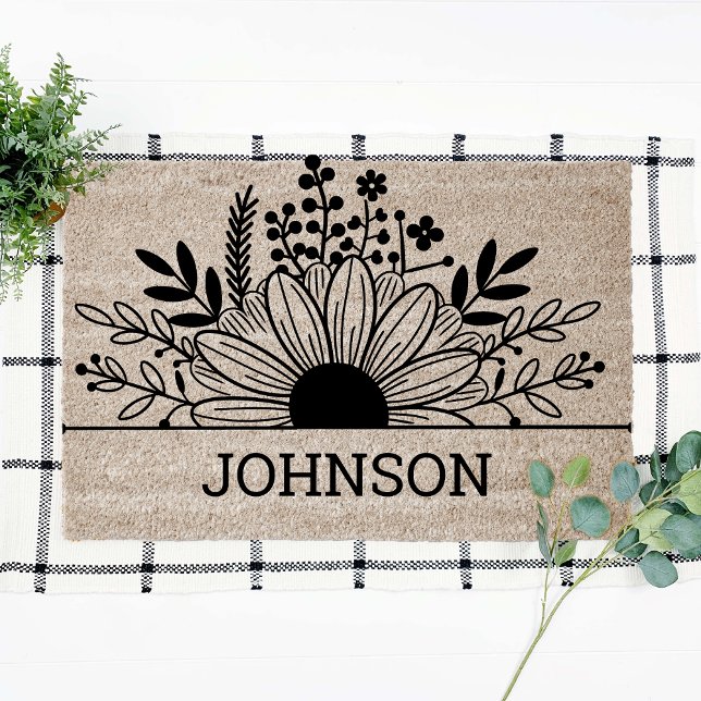 Fun Sunflower Summer Personalized Coir Fiber Doormat (Creator Uploaded)