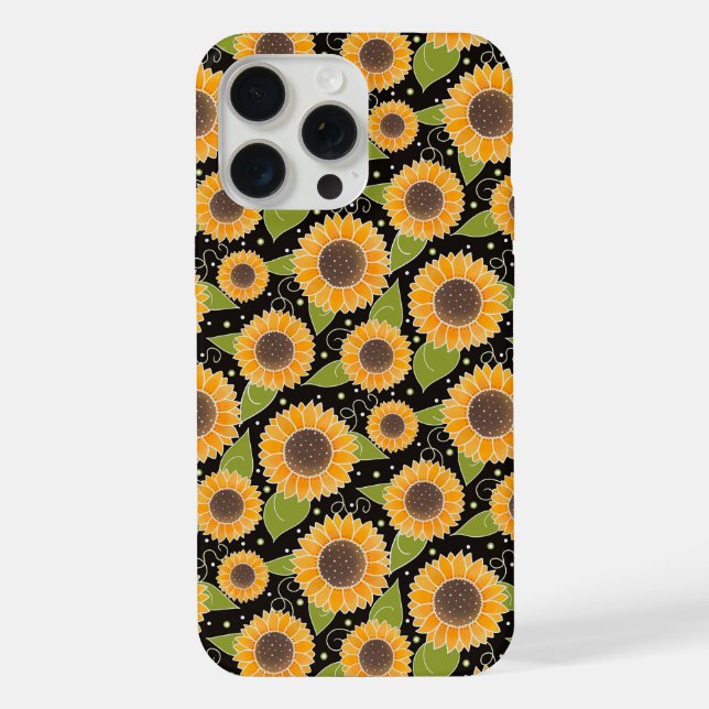 Fun Sunflower Yellow Black Pattern  Iphone Case (Back)