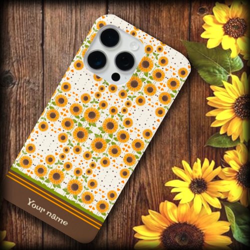 Fun Sunflower Yellow Unique Pattern Custom Name iPhone 15 Pro Max Case