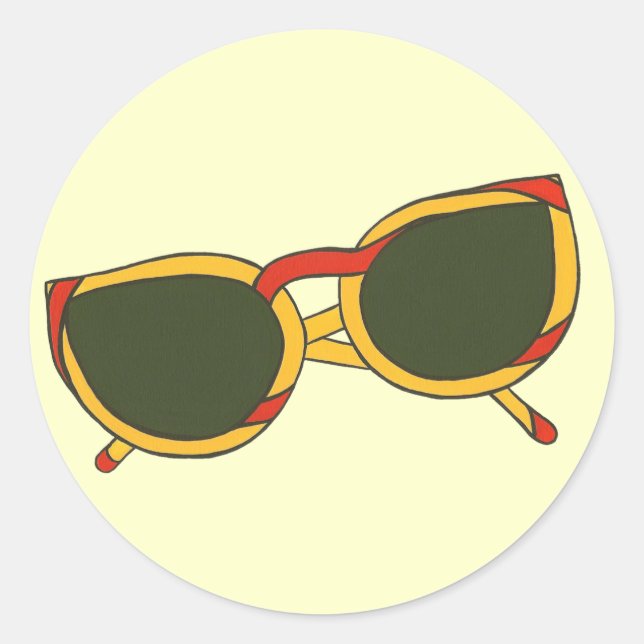 Fun sunglasses in yellow and red on stickers (Front)