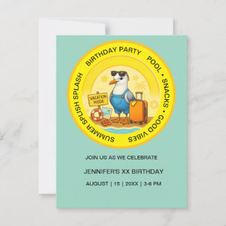 fun sunny destination seagull beach invitation postcard