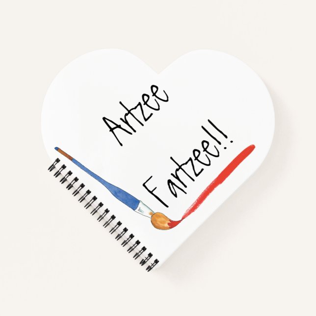 Fun Super Cute Artzee Fartzee Heart Shaped Notebook (Front)