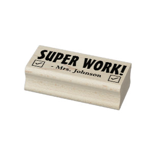 Fun "SUPER WORK!" Acknowledgement Rubber Stamp