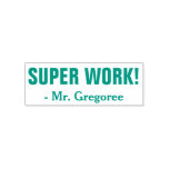 [ Thumbnail: Fun "Super Work!" + Custom Educator Name Self-Inking Stamp ]