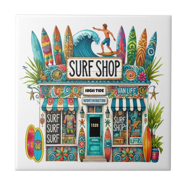 Fun Surf Shop Ceramic Tile (Front)