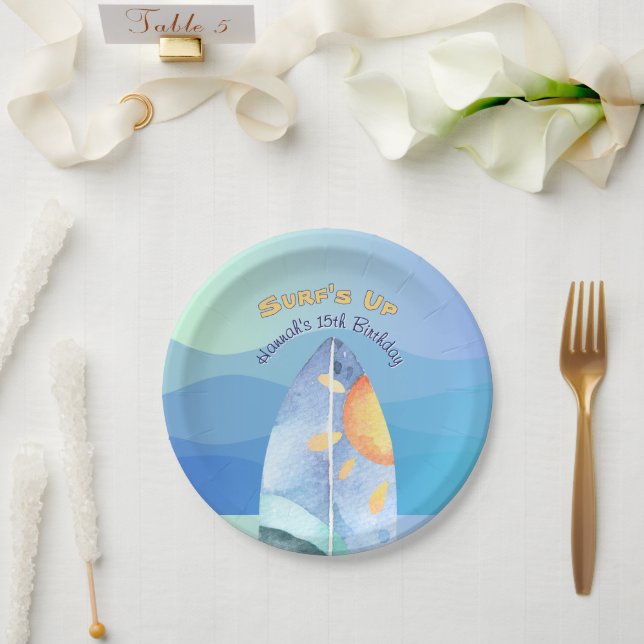 Fun Surf's Up Birthday Invitation Paper Plates (Wedding)