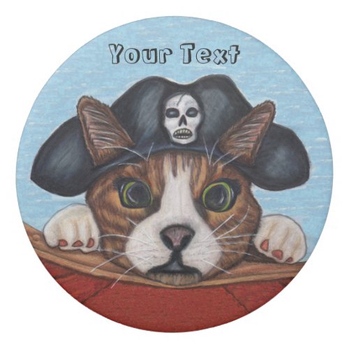 Fun Surprised Looking Brown Pirate Cat on Red Boat Eraser