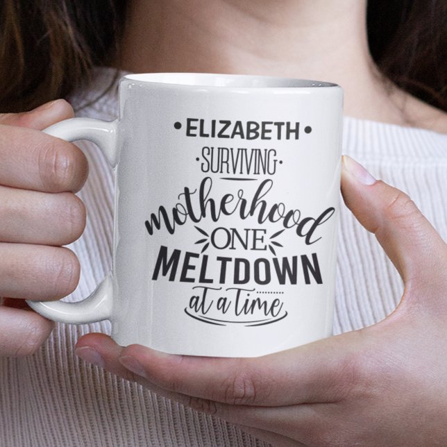 Fun surviving motherhood mothers day ironic custom coffee mug (Creator Uploaded)