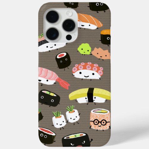 Fun Sushi Characters Kawaii Assortment Funny iPhone 15 Pro Max Case