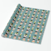 Fun Sushi Characters Pattern | Kawaii Funny Food Wrapping Paper (Unrolled)
