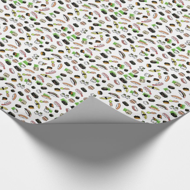 Fun Sushi Characters Pattern Wrapping Paper (Corner)