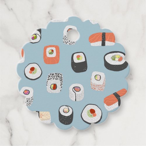 Fun Sushi Nigiri Maki Roll Japanese Food Pattern Favor Tags