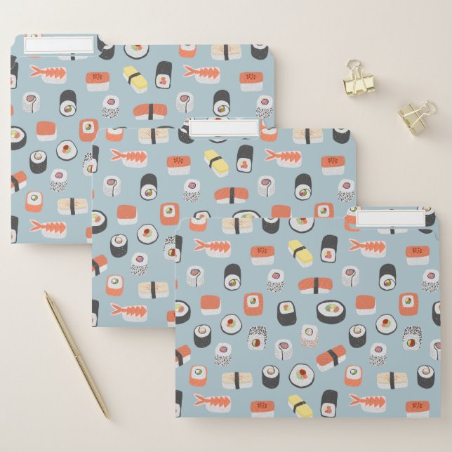Fun Sushi Nigiri Maki Roll Japanese Food Pattern File Folder (Set)