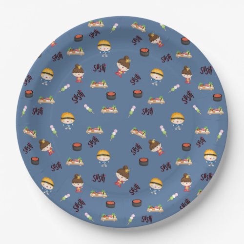 Fun Sushi patterned Paper Plates